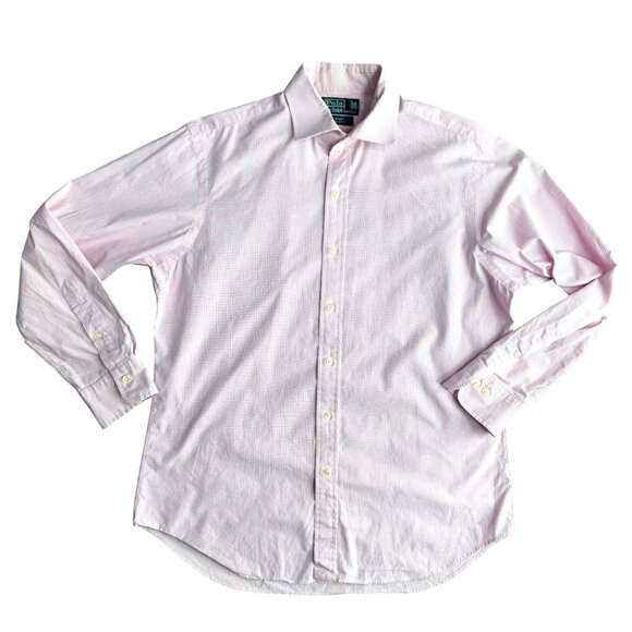 Polo Ralph Lauren Regent Custom Pink Checkered Mens Long Sleeve Button Up‎ Shirt - Picture 3 of 7